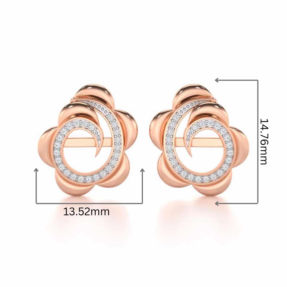 Bright Flower Silver Earrings - Rose Gold - Image 2