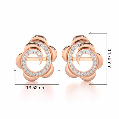 Bright Flower Silver Earrings - Rose Gold - Image 2