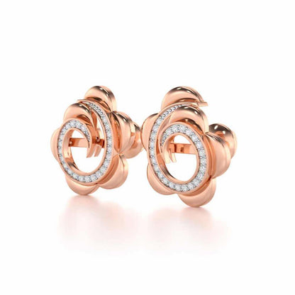 Bright Flower Silver Earrings - Rose Gold - Image 3