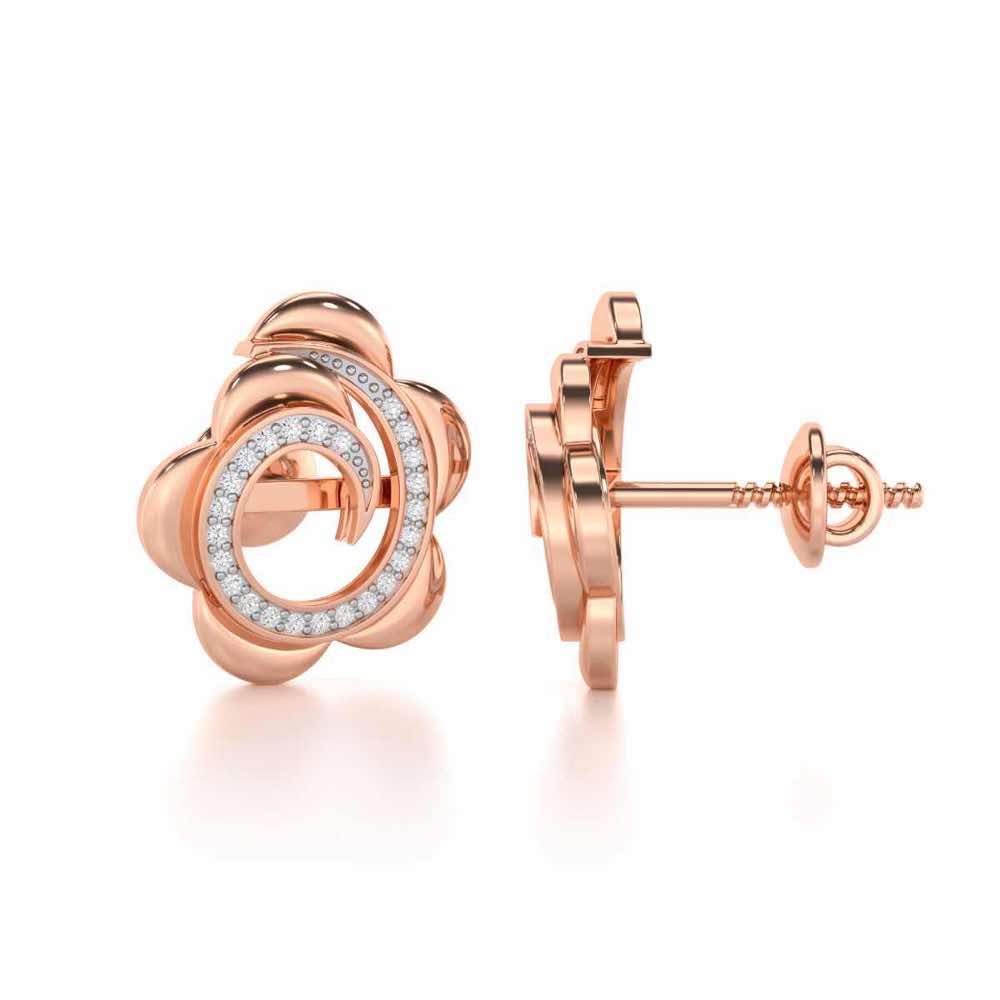 Bright Flower Silver Earrings - Rose Gold - Image 4