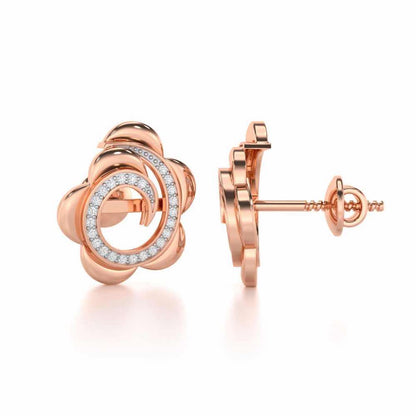 Bright Flower Silver Earrings - Rose Gold - Image 4