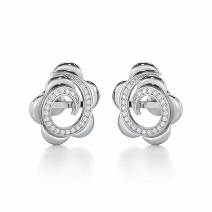 Bright Flower Silver Earrings - White Gold - Image 1