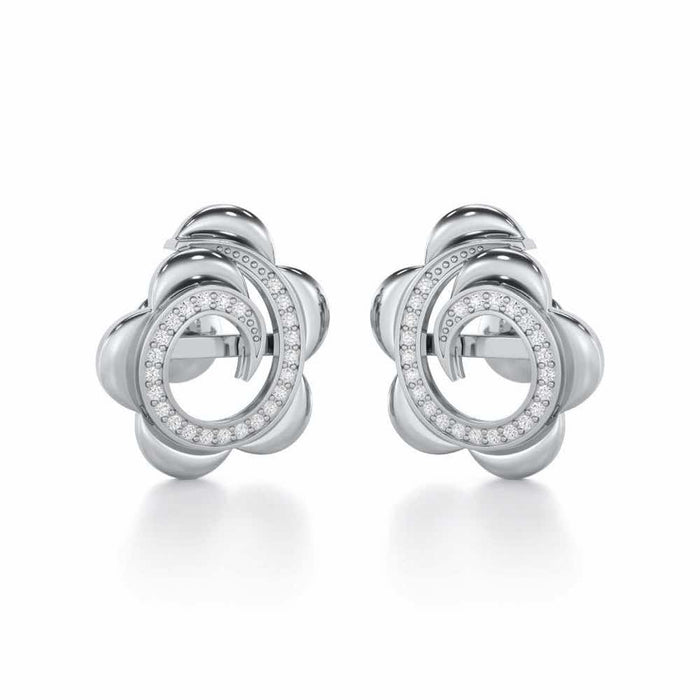 Bright Flower Silver Earrings - White Gold - Image 1