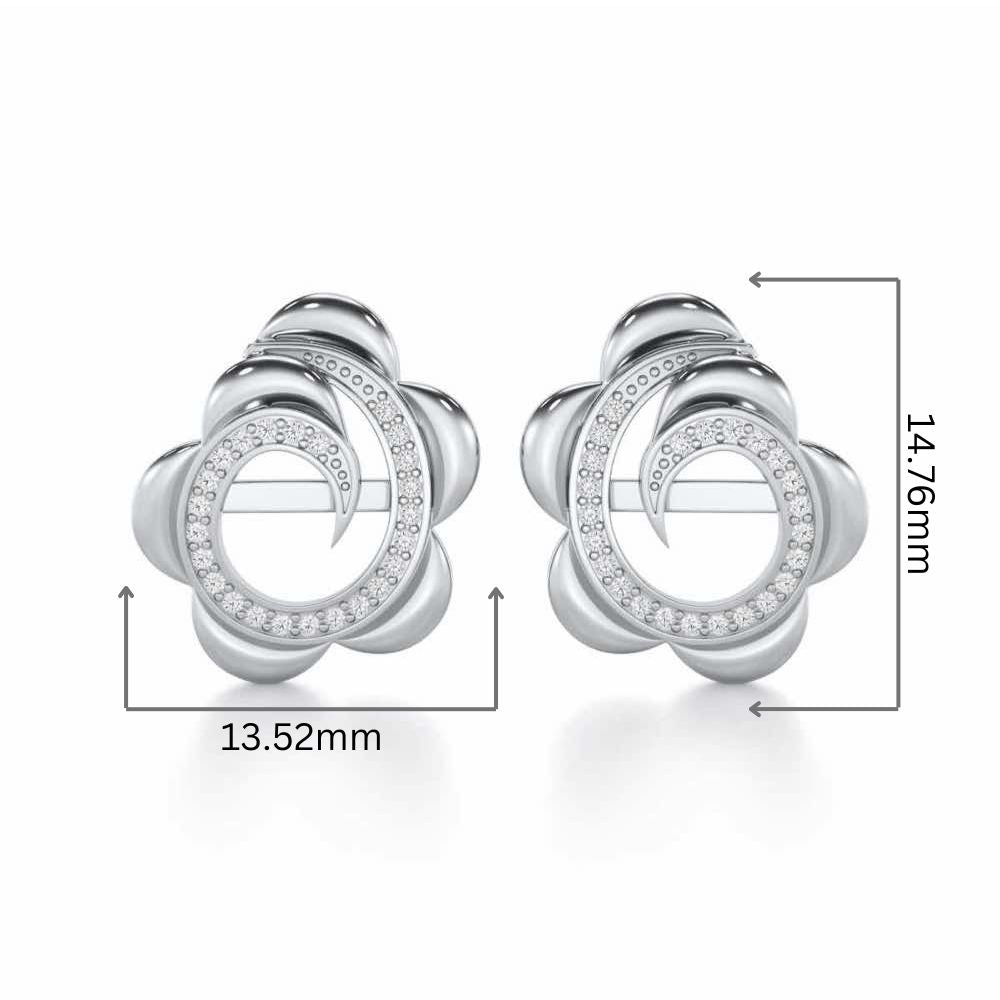 Bright Flower Silver Earrings - White Gold - Image 2