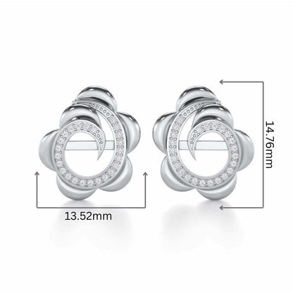 Bright Flower Silver Earrings - White Gold - Image 2