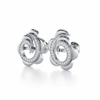Bright Flower Silver Earrings - White Gold - Image 3