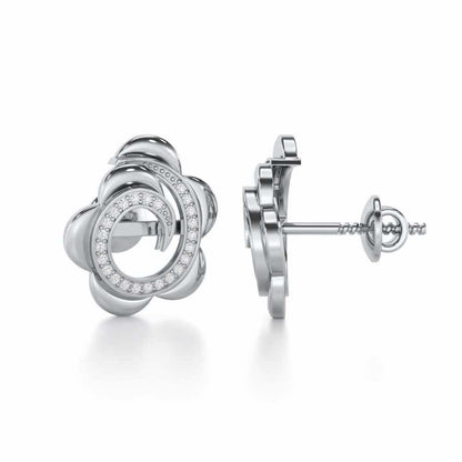 Bright Flower Silver Earrings - White Gold - Image 4