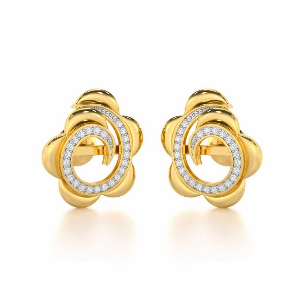 Bright Flower Silver Earrings - Yellow Gold - Image 1