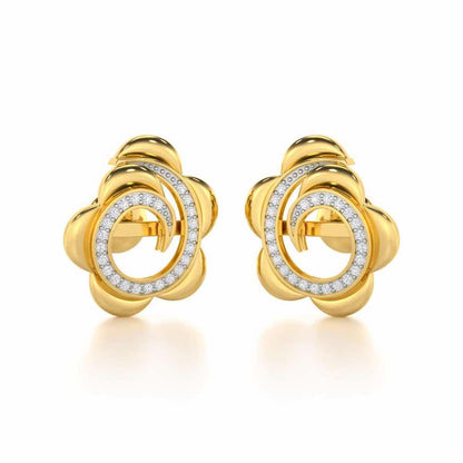 Bright Flower Silver Earrings - Yellow Gold - Image 1