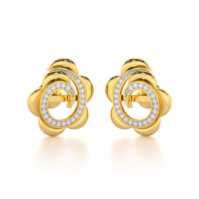 Bright Flower Silver Earrings - Yellow Gold - Image 1