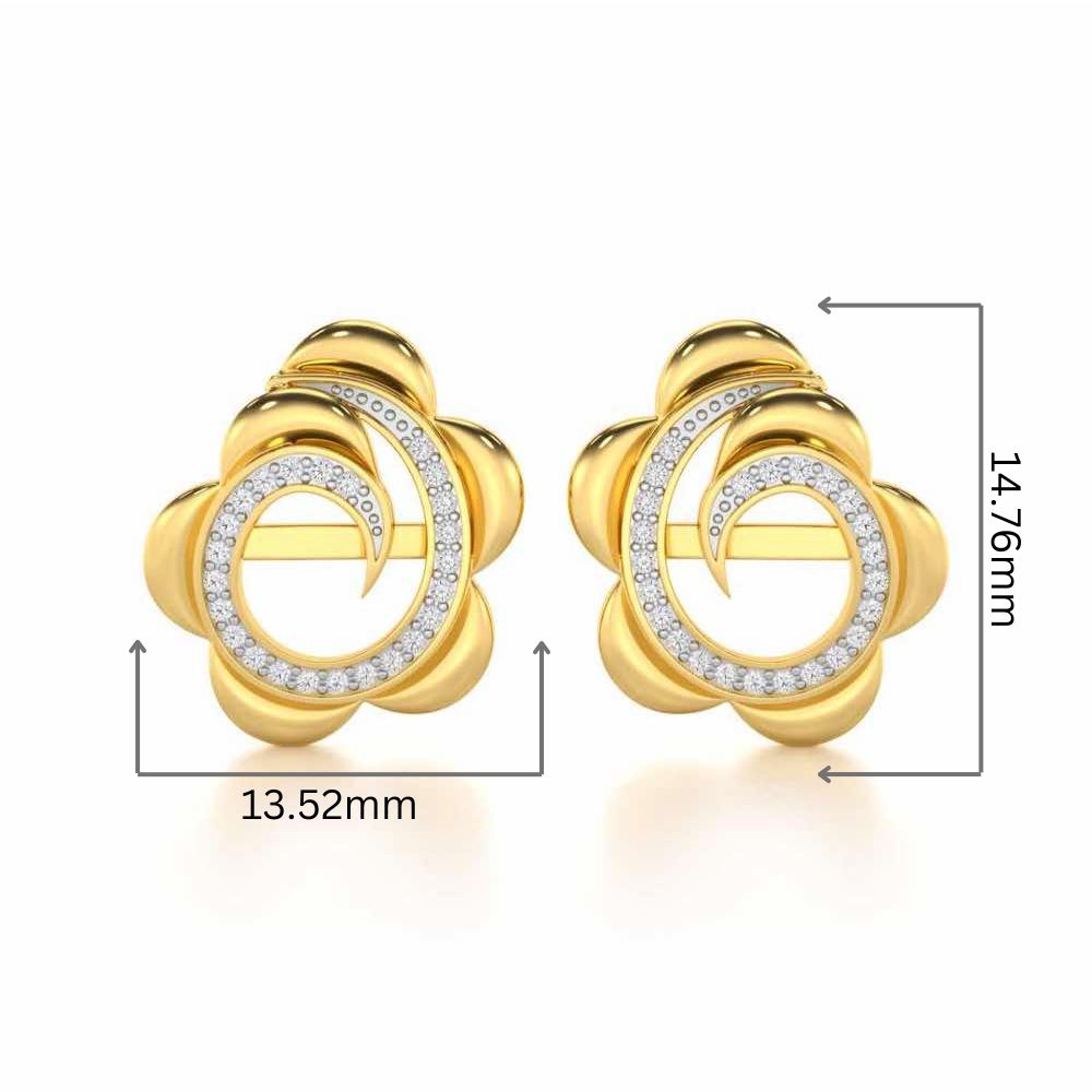 Bright Flower Silver Earrings - Yellow Gold - Image 2