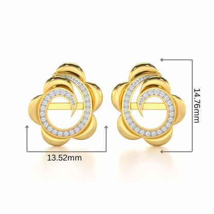 Bright Flower Silver Earrings - Yellow Gold - Image 2