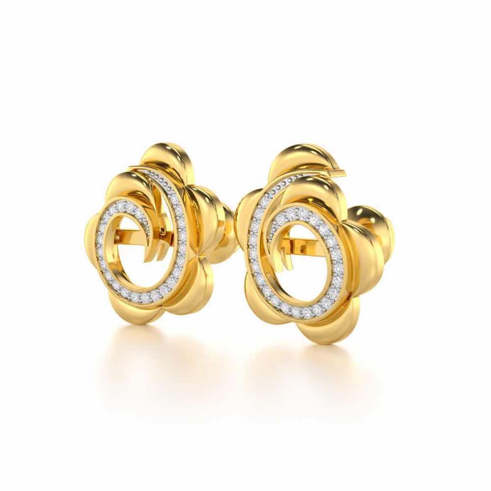 Bright Flower Silver Earrings - Yellow Gold - Image 3