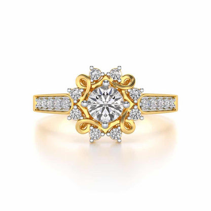 Brightened awareness Solitaire Silver Ring - Yellow Gold - Image 4