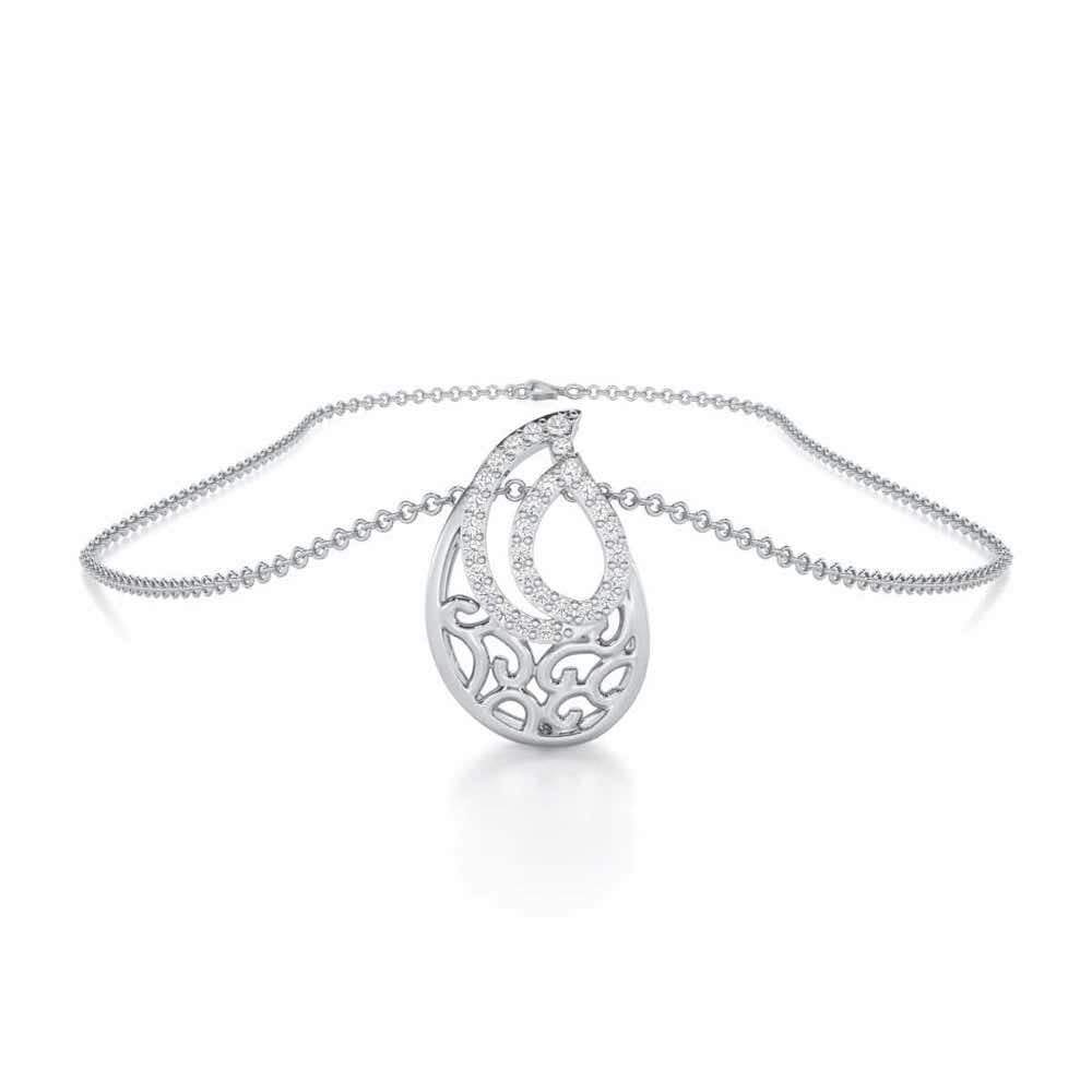 Brilliance Silver Pendant - White Gold - Image 3