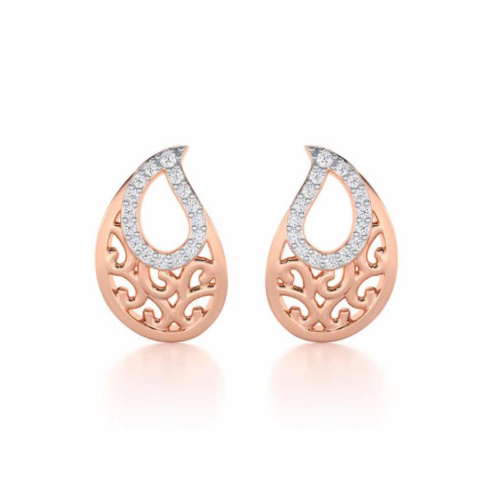 Brilliance Silver Stud Earrings - Rose Gold - Image 1