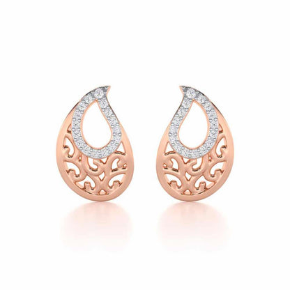 Brilliance Silver Stud Earrings - Rose Gold - Image 1