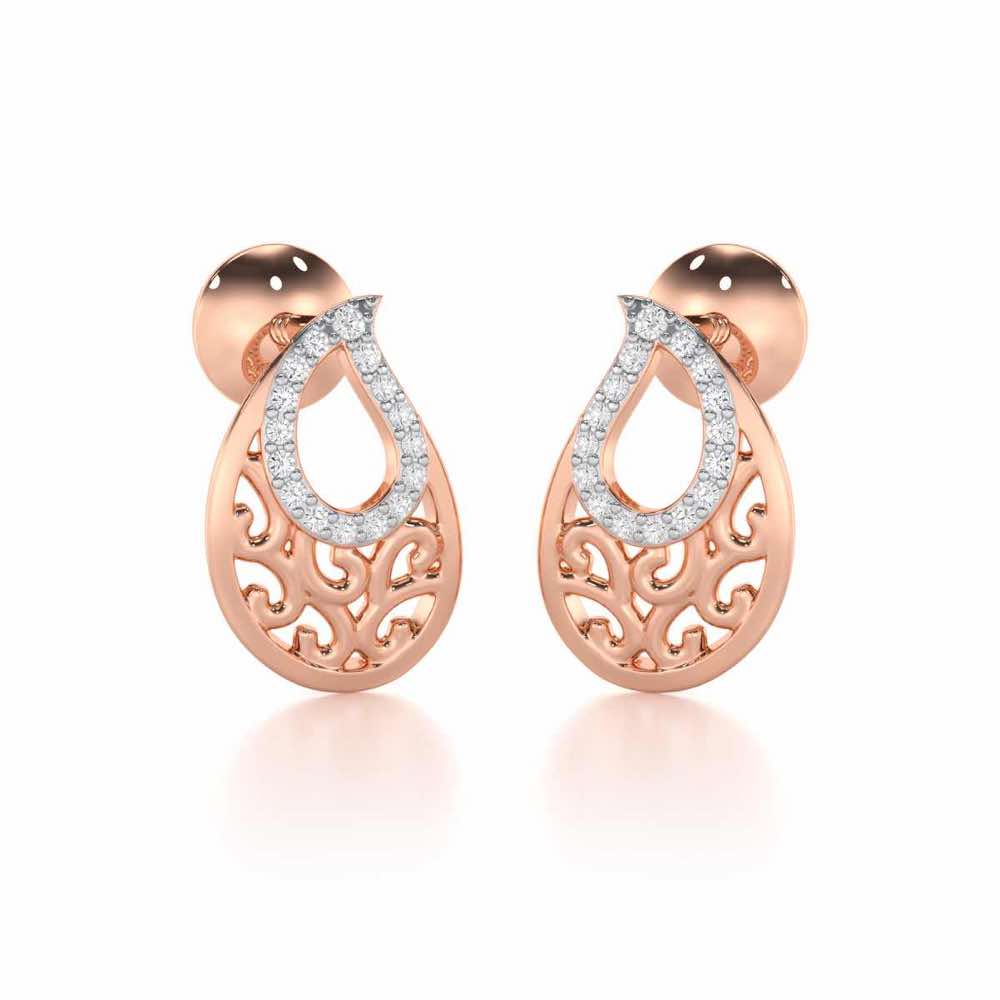 Brilliance Silver Stud Earrings - Rose Gold - Image 2