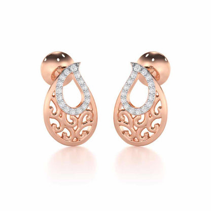 Brilliance Silver Stud Earrings - Rose Gold - Image 2