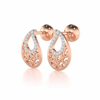 Brilliance Silver Stud Earrings - Rose Gold - Image 3
