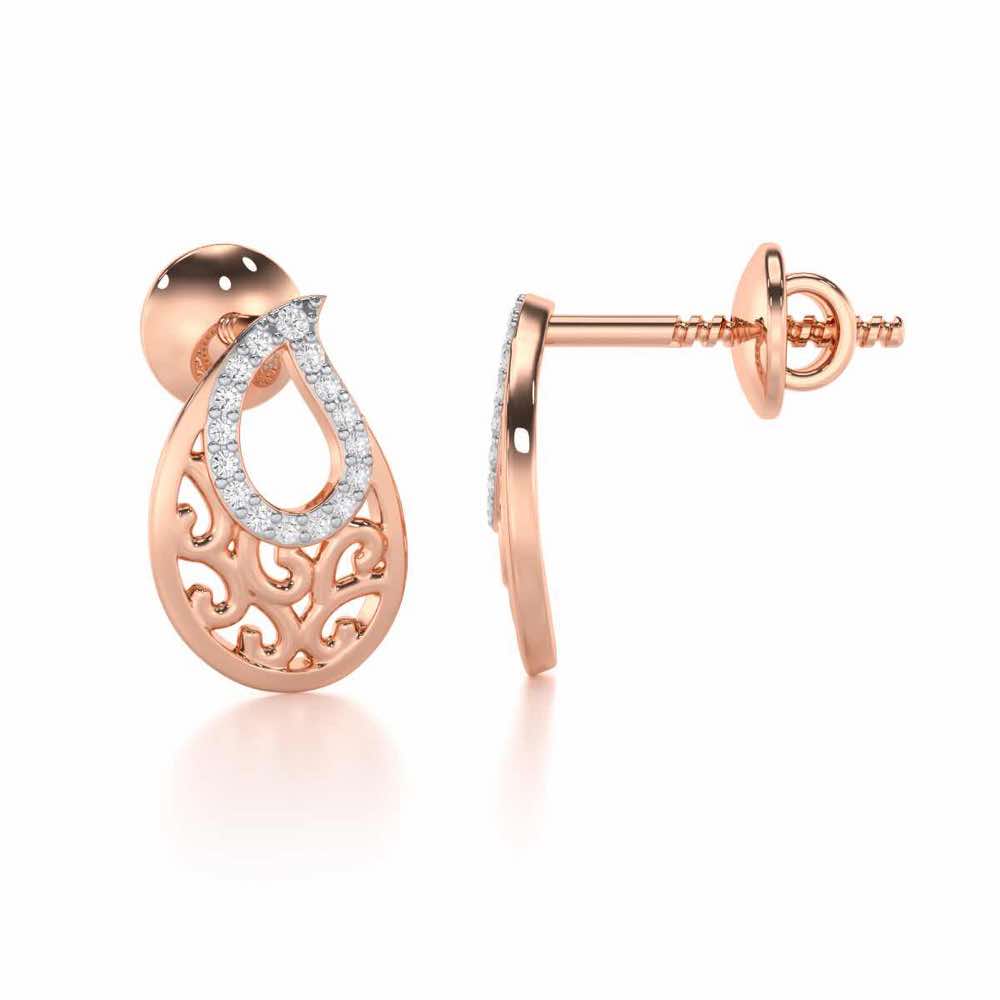 Brilliance Silver Stud Earrings - Rose Gold - Image 4
