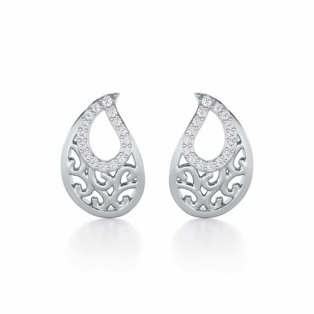 Brilliance Silver Stud Earrings - White Gold - Image 1