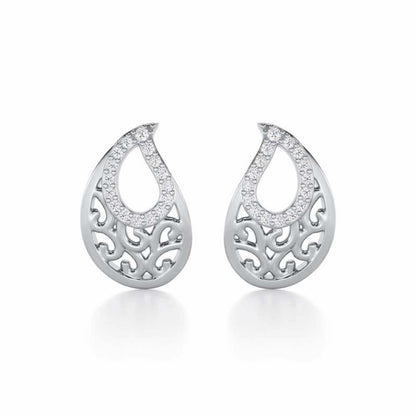 Brilliance Silver Stud Earrings - White Gold - Image 1