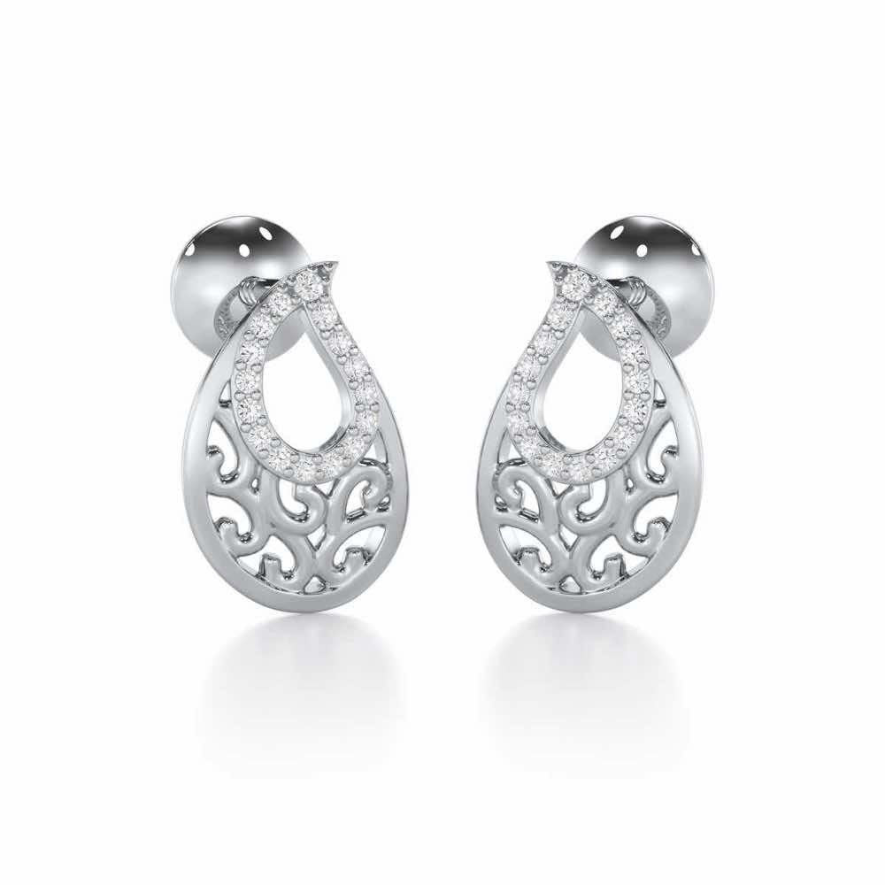 Brilliance Silver Stud Earrings - White Gold - Image 2