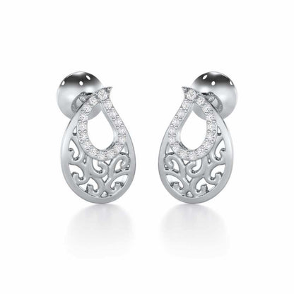 Brilliance Silver Stud Earrings - White Gold - Image 2