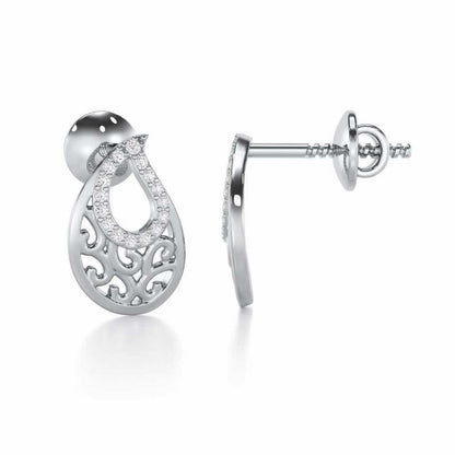 Brilliance Silver Stud Earrings - White Gold - Image 4