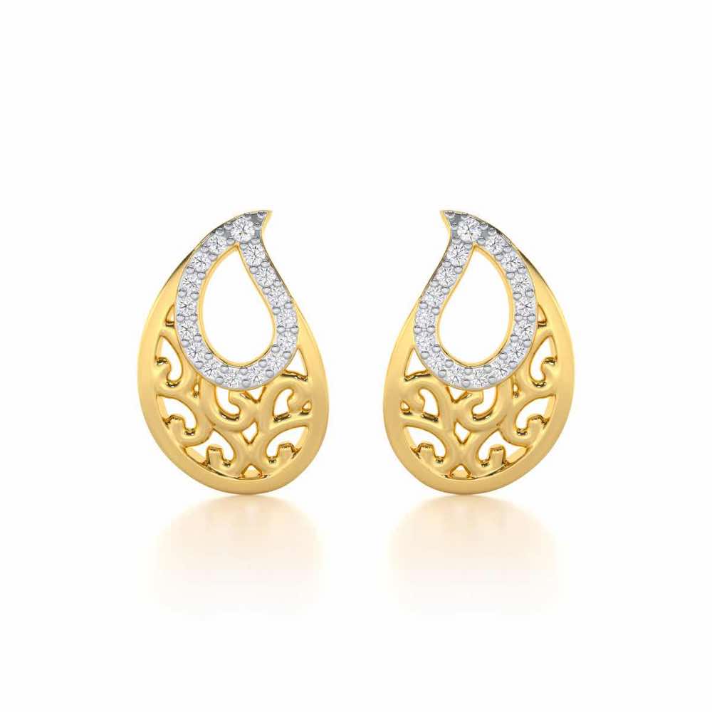 Brilliance Silver Stud Earrings - Yellow Gold - Image 1