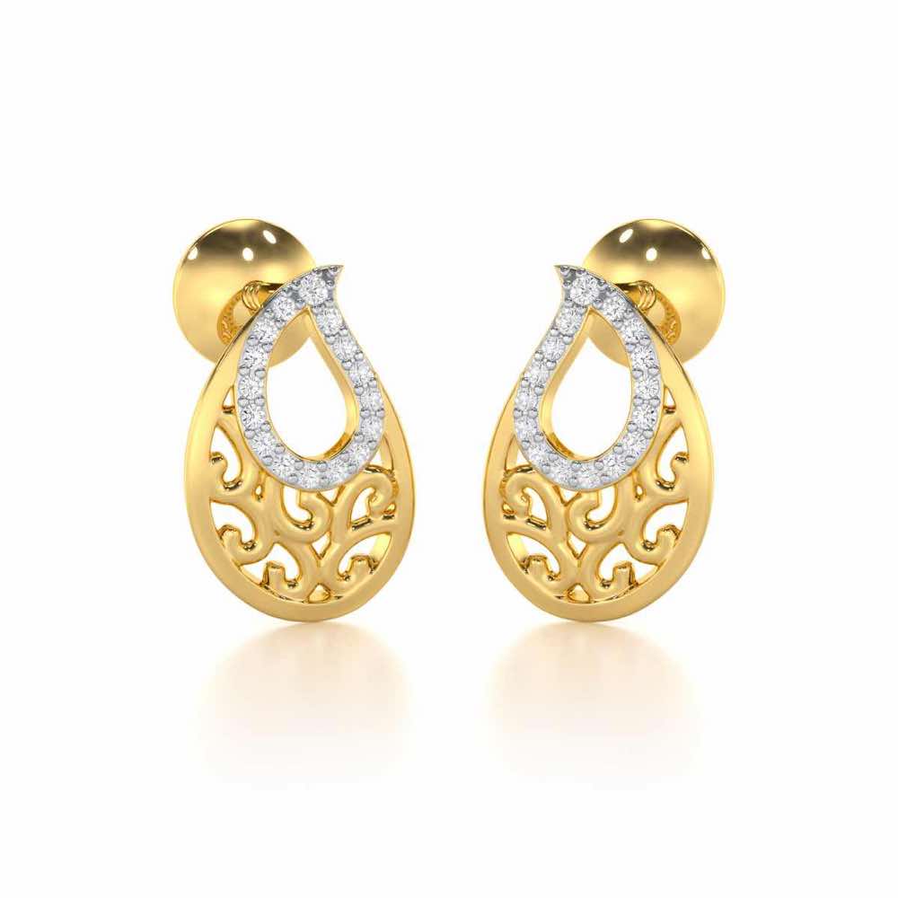 Brilliance Silver Stud Earrings - Yellow Gold - Image 2