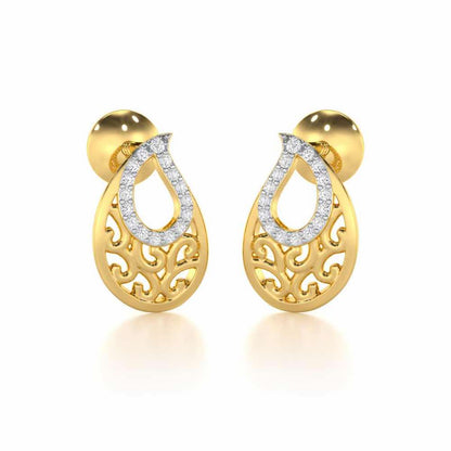 Brilliance Silver Stud Earrings - Yellow Gold - Image 2