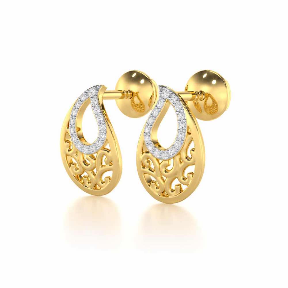 Brilliance Silver Stud Earrings - Yellow Gold - Image 3