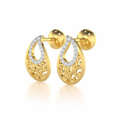 Brilliance Silver Stud Earrings - Yellow Gold - Image 3