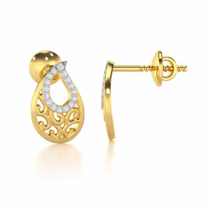 Brilliance Silver Stud Earrings - Yellow Gold - Image 4