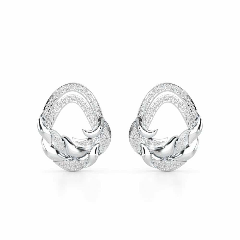 Brilliant Aurora Silver Earrings - White Gold - Image 1