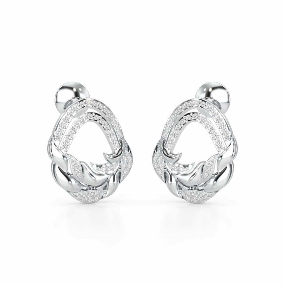 Brilliant Aurora Silver Earrings - White Gold - Image 2