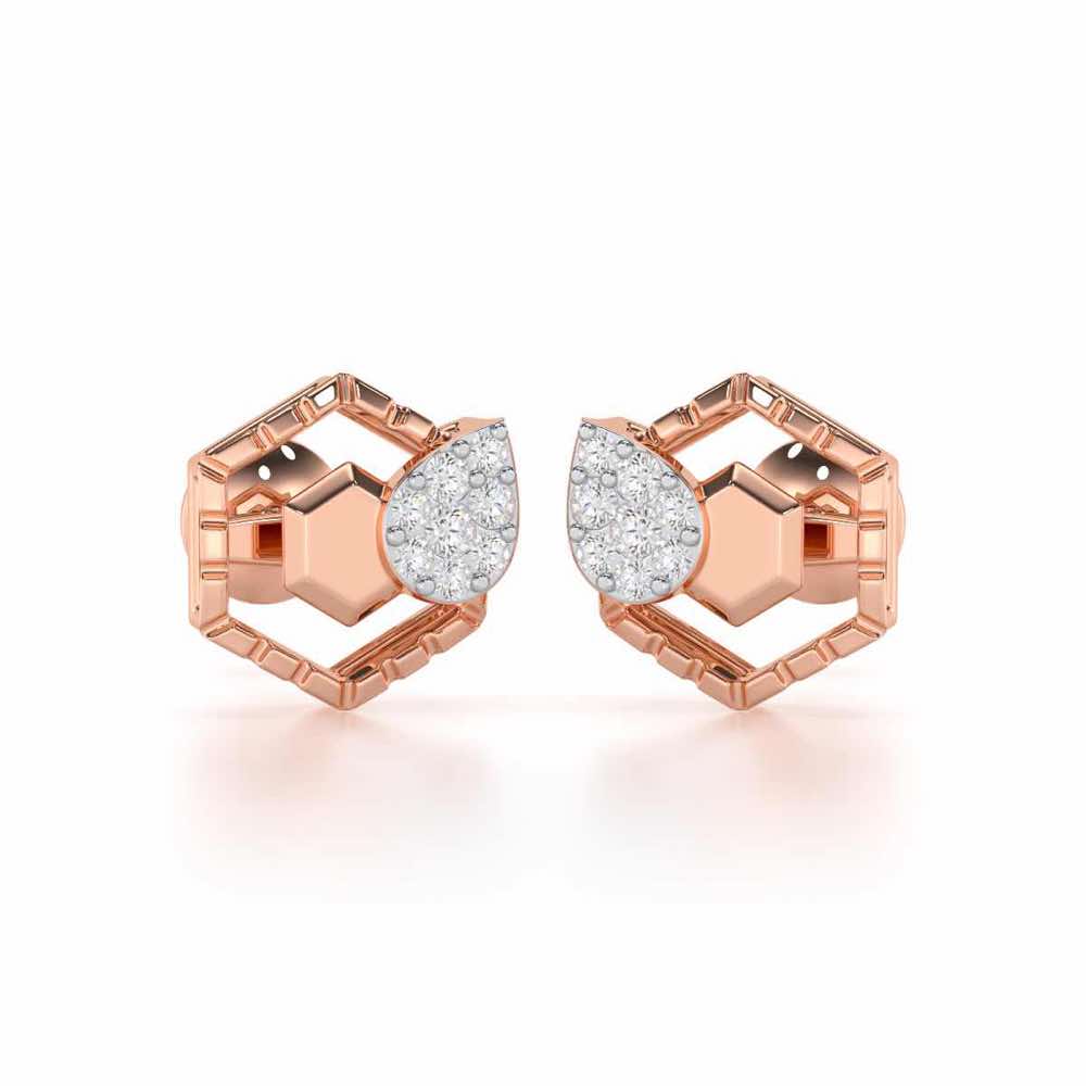 Brilliant Bliss Silver Stud Earrings - Rose Gold - Image 1