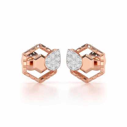 Brilliant Bliss Silver Stud Earrings - Rose Gold - Image 1