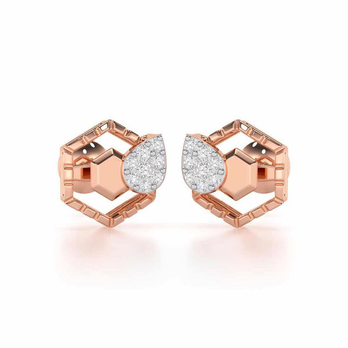 Brilliant Bliss Silver Stud Earrings - Rose Gold - Image 1