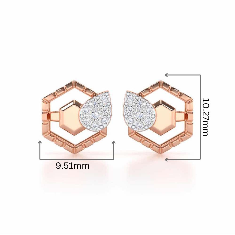 Brilliant Bliss Silver Stud Earrings - Rose Gold - Image 2