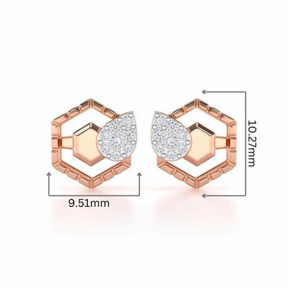 Brilliant Bliss Silver Stud Earrings - Rose Gold - Image 2