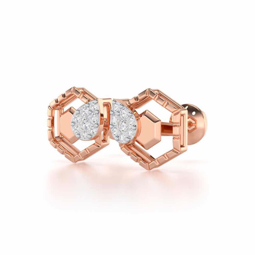 Brilliant Bliss Silver Stud Earrings - Rose Gold - Image 3