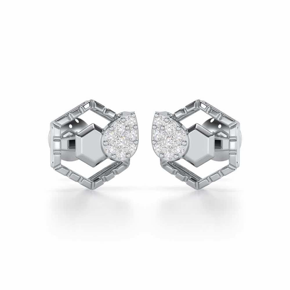 Brilliant Bliss Silver Stud Earrings - White Gold - Image 1