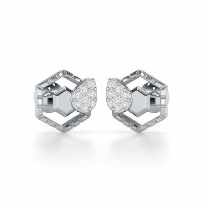 Brilliant Bliss Silver Stud Earrings - White Gold - Image 1