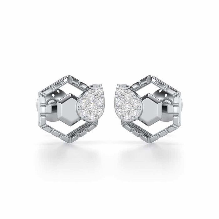 Brilliant Bliss Silver Stud Earrings - White Gold - Image 1