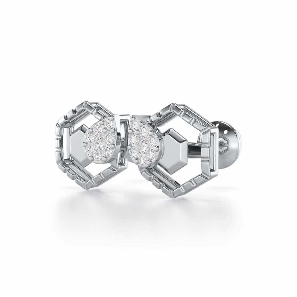 Brilliant Bliss Silver Stud Earrings - White Gold - Image 3