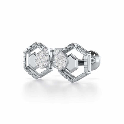 Brilliant Bliss Silver Stud Earrings - White Gold - Image 3