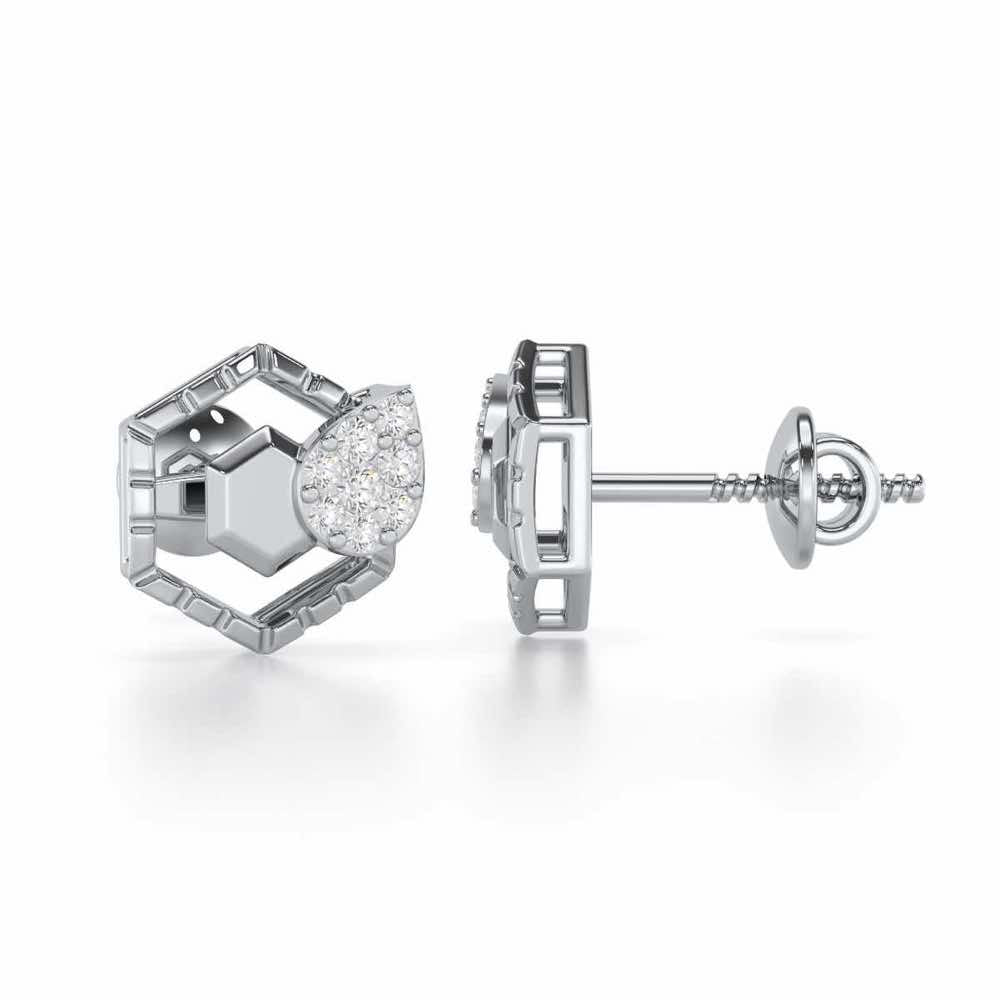Brilliant Bliss Silver Stud Earrings - White Gold - Image 4